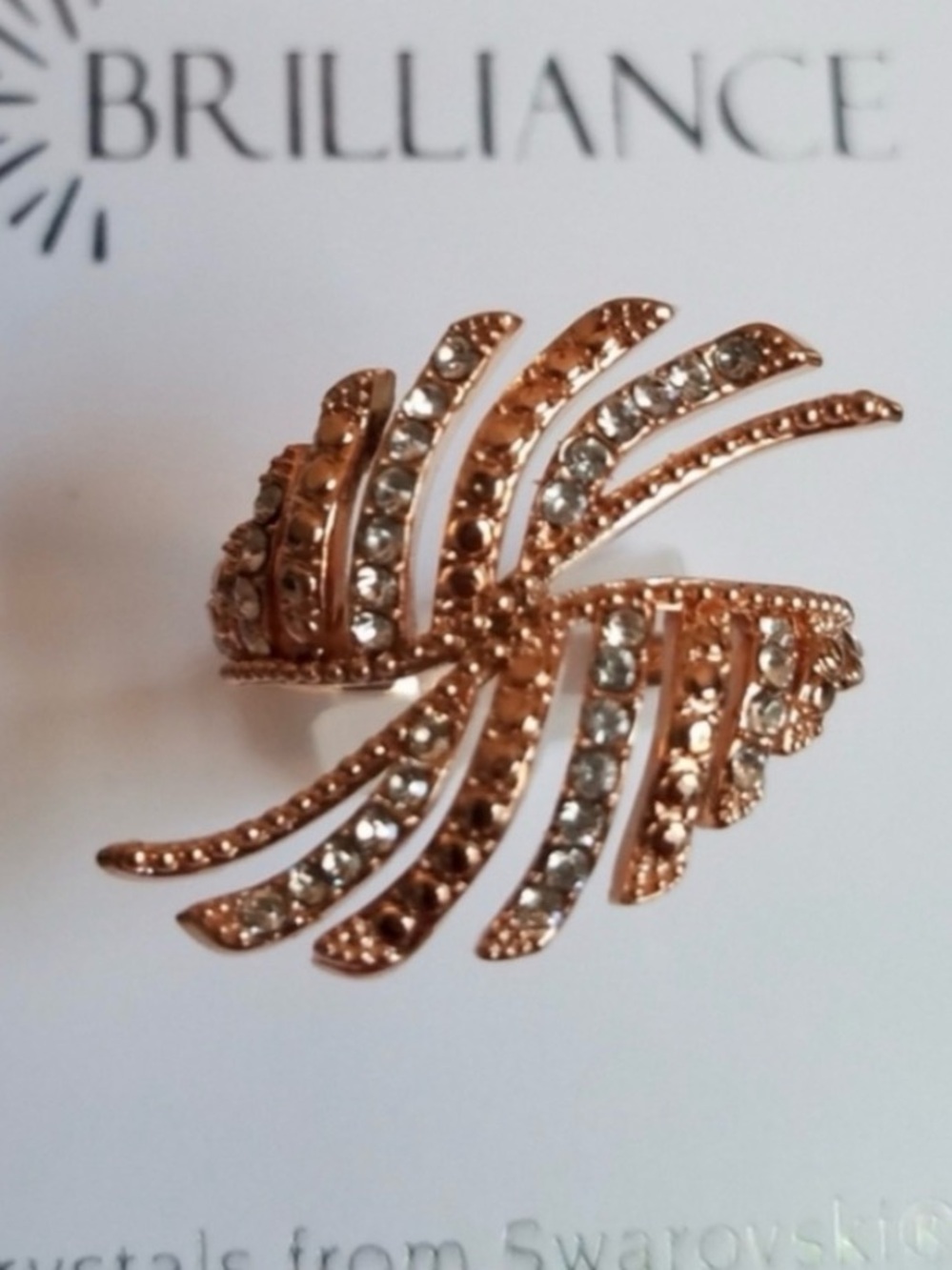 Swarovski Brilliance Rose Gold Leaf Ring NIB